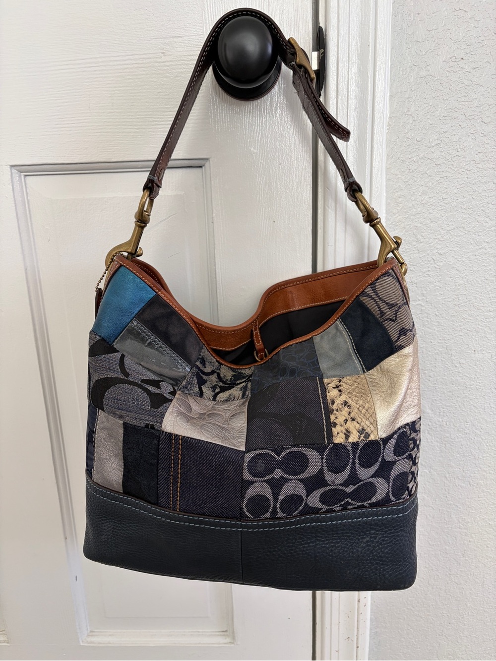 Coach Denim Patchwork Hobo Tote - Y2K style 10003